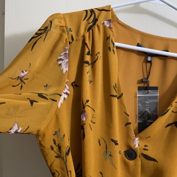 Dynamite floral dress - mustard yellow - Picture 6 of 8